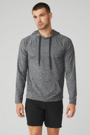 Men Alo Yoga Conquer Hoodie Graphite Marl | India 73490-ZMTI