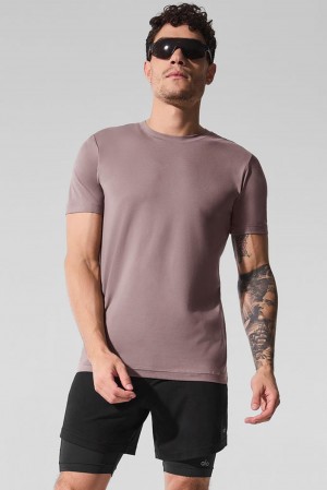Men Alo Yoga Conquer Reform Crewneck Short Sleeve Mushroom | India 59128-GCJM