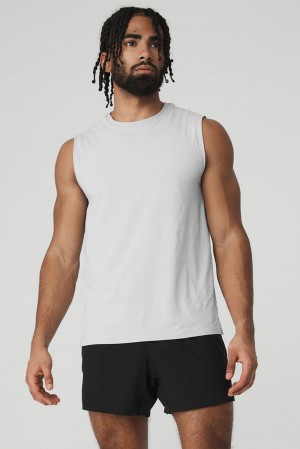 Men Alo Yoga Idol Performance Tank Titanium | India 15679-GLHQ