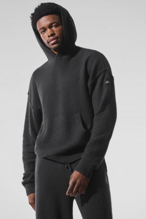 Men Alo Yoga New Class Cashmere Hoodie Black | India 07895-SYFT