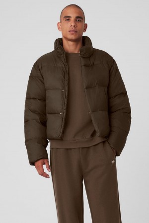 Men Alo Yoga Platinum Puffer Jacket Espresso | India 17306-TRCK