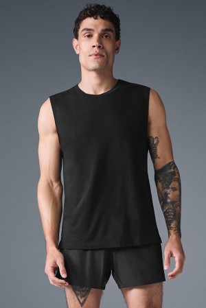 Men Alo Yoga The Triumph Muscle Tank Black | India 93860-RTMO