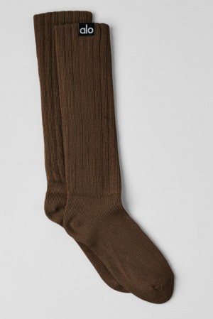 Men Alo Yoga Unisex Scrunch Sock Espresso | India 84910-NKIJ