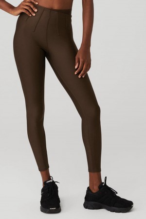 Women Alo Yoga Airlift High-Waist 7/8 Corset Legging Espresso | India 27854-TBKL