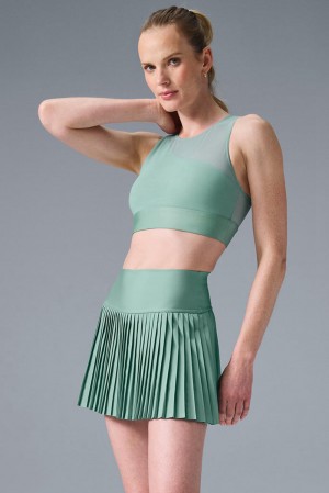 Women Alo Yoga Airlift Mesh Coastline Bra Botanical Green | India 43625-KGOX