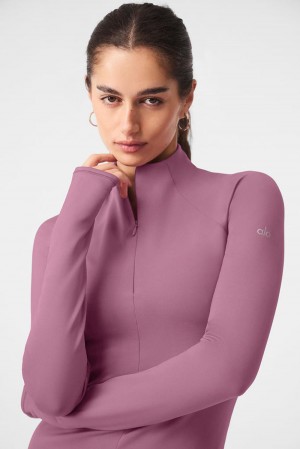 Women Alo Yoga Airlift Winter Warm 1/4 Zip Long Sleeve Soft Mulberry | India 56124-JKBM
