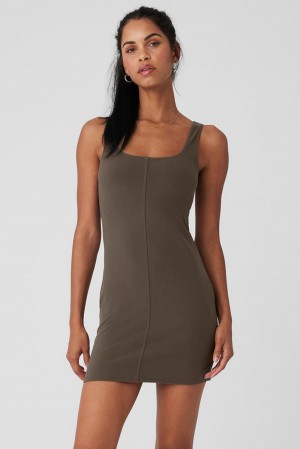 Women Alo Yoga Alosoft Head Start Dress Olive Tree | India 95807-DIRB