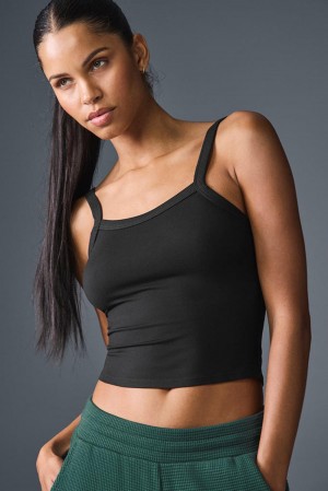 Women Alo Yoga Alosoft Sweet Talker Tank Black | India 89571-NXYD