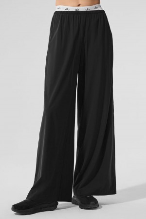Women Alo Yoga Breezy Wide Leg Pant Black | India 14729-CQXP