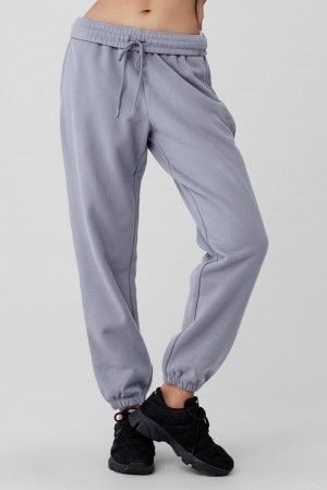Women Alo Yoga Cuffed Renown Heavy Weight Sweatpant Fog | India 14920-JUQR