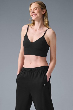 Women Alo Yoga Delightlette Bra Black | India 39508-XPIE