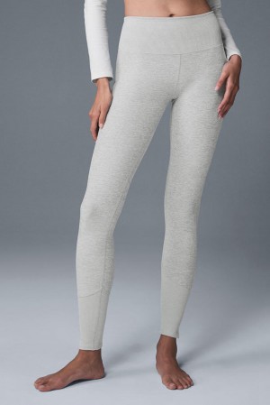 Women Alo Yoga High-Waist Alosoft Lounge Legging Athletic Heather Grey | India 26314-LJIS
