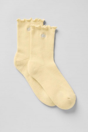 Women Alo Yoga Lettuce Edge Sock Warm Butter | India 62543-OJPQ