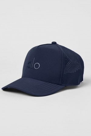 Women Alo Yoga Performance District Trucker Hat Navy | India 94053-LMWD