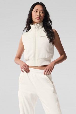 Women Alo Yoga Polar Fleece Wintry Mix Vest Ivory | India 97145-AHBN