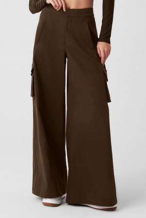 Women Alo Yoga Show Off Cargo Wide Leg Pant Espresso | India 54361-TPSC