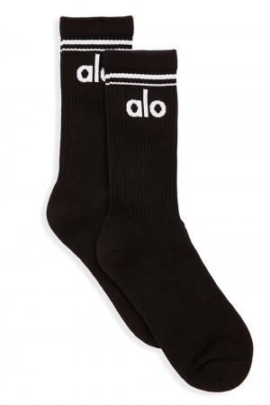 Women Alo Yoga Unisex Throwback Sock Black / White | India 36429-YGNK