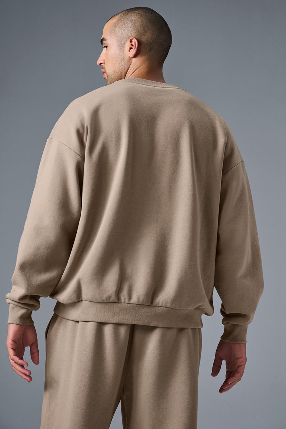 Men Alo Yoga Accolade Crew Neck Pullover Gravel | India  31869-VBOG