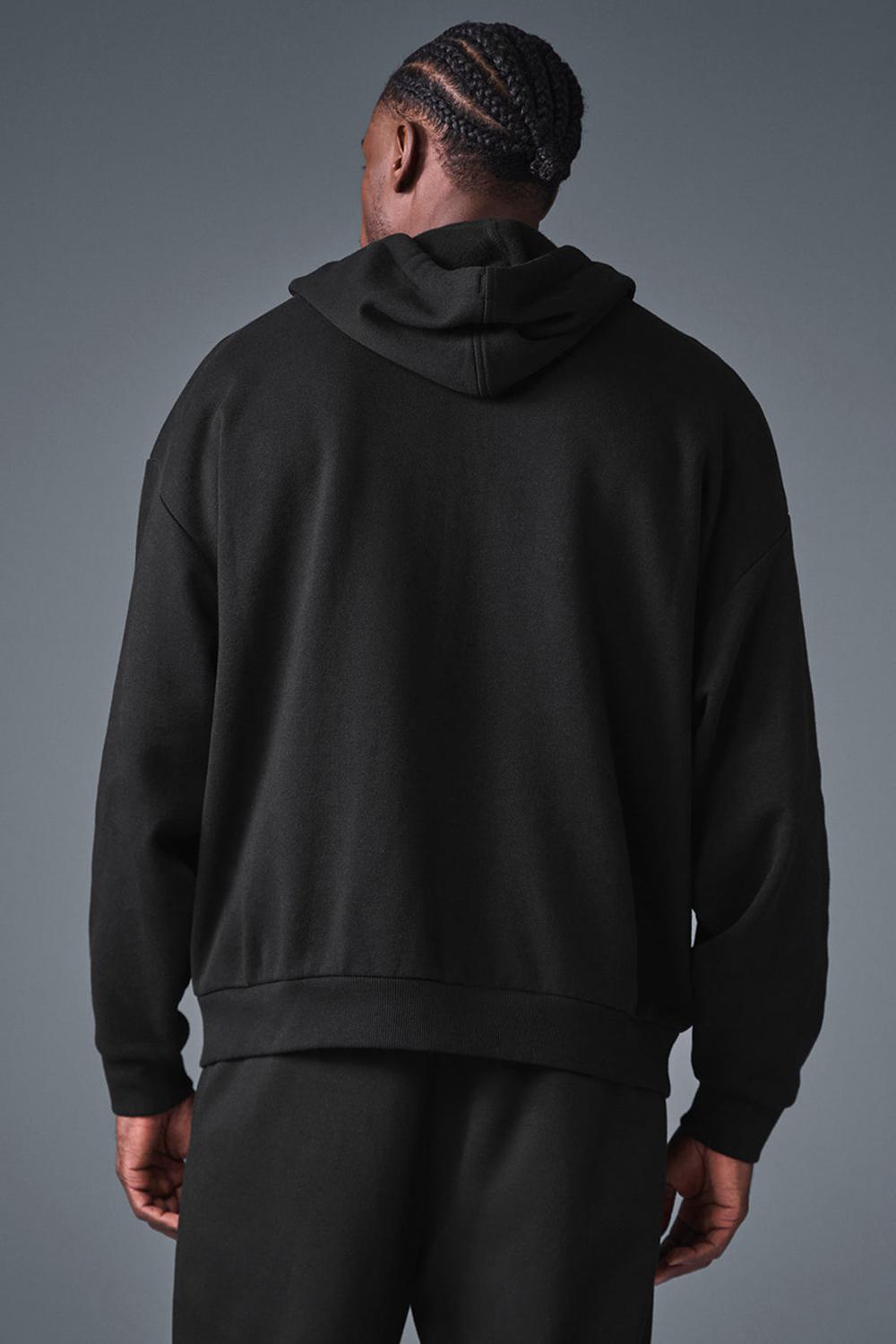 Men Alo Yoga Accolade Full Zip Hoodie Black | India  26051-PKIQ