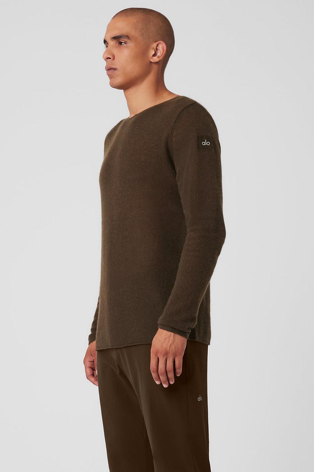 Men Alo Yoga Cashmere Reform Long Sleeve Espresso | India  54103-JIUW