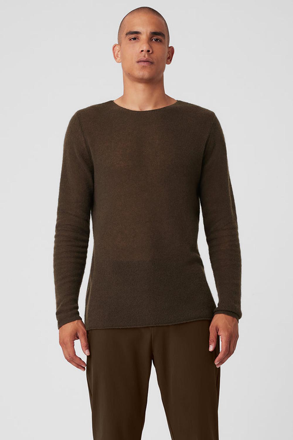 Men Alo Yoga Cashmere Reform Long Sleeve Espresso | India  54103-JIUW