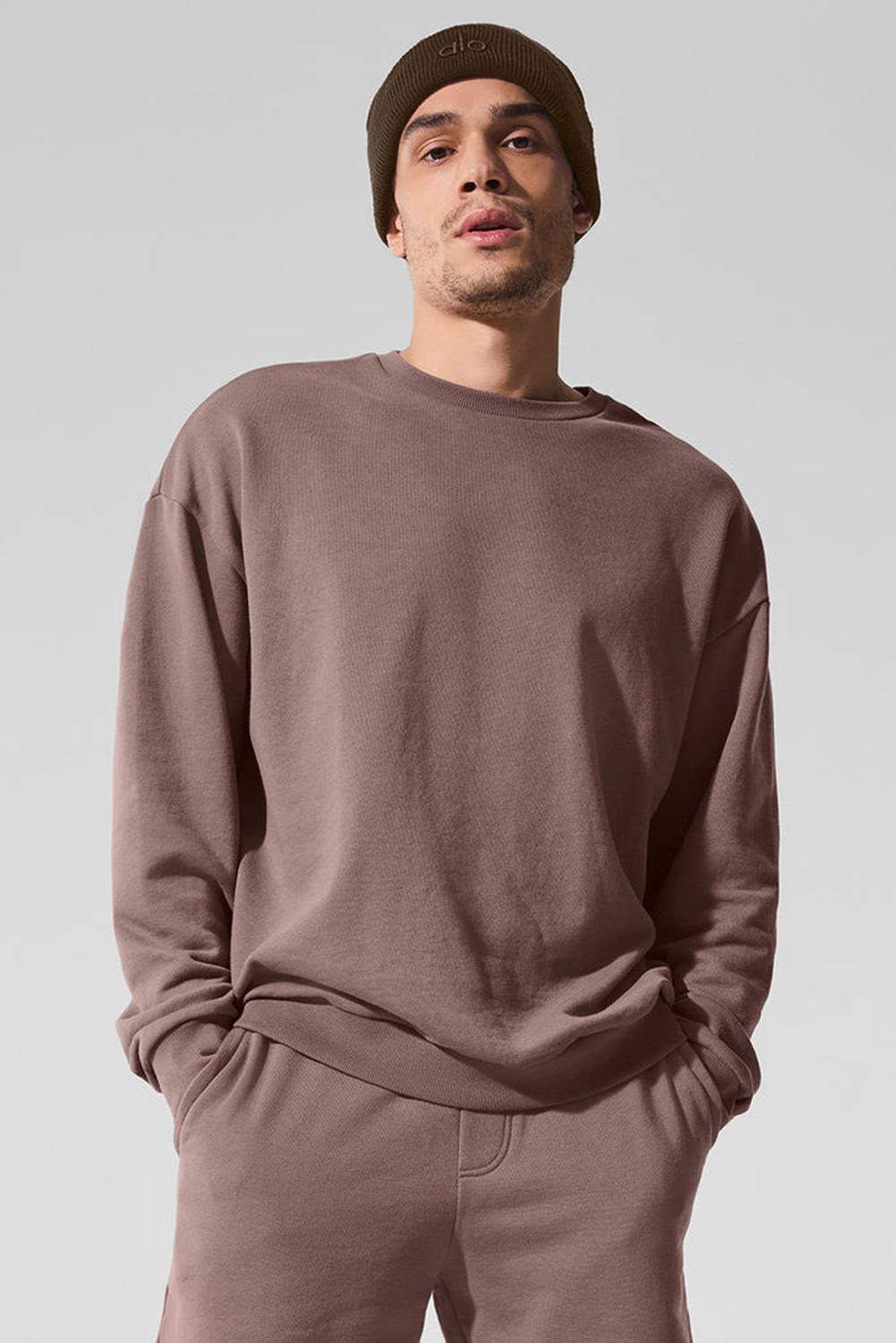 Men Alo Yoga Chill Crew Neck Pullover Mushroom | India  60941-AVDR