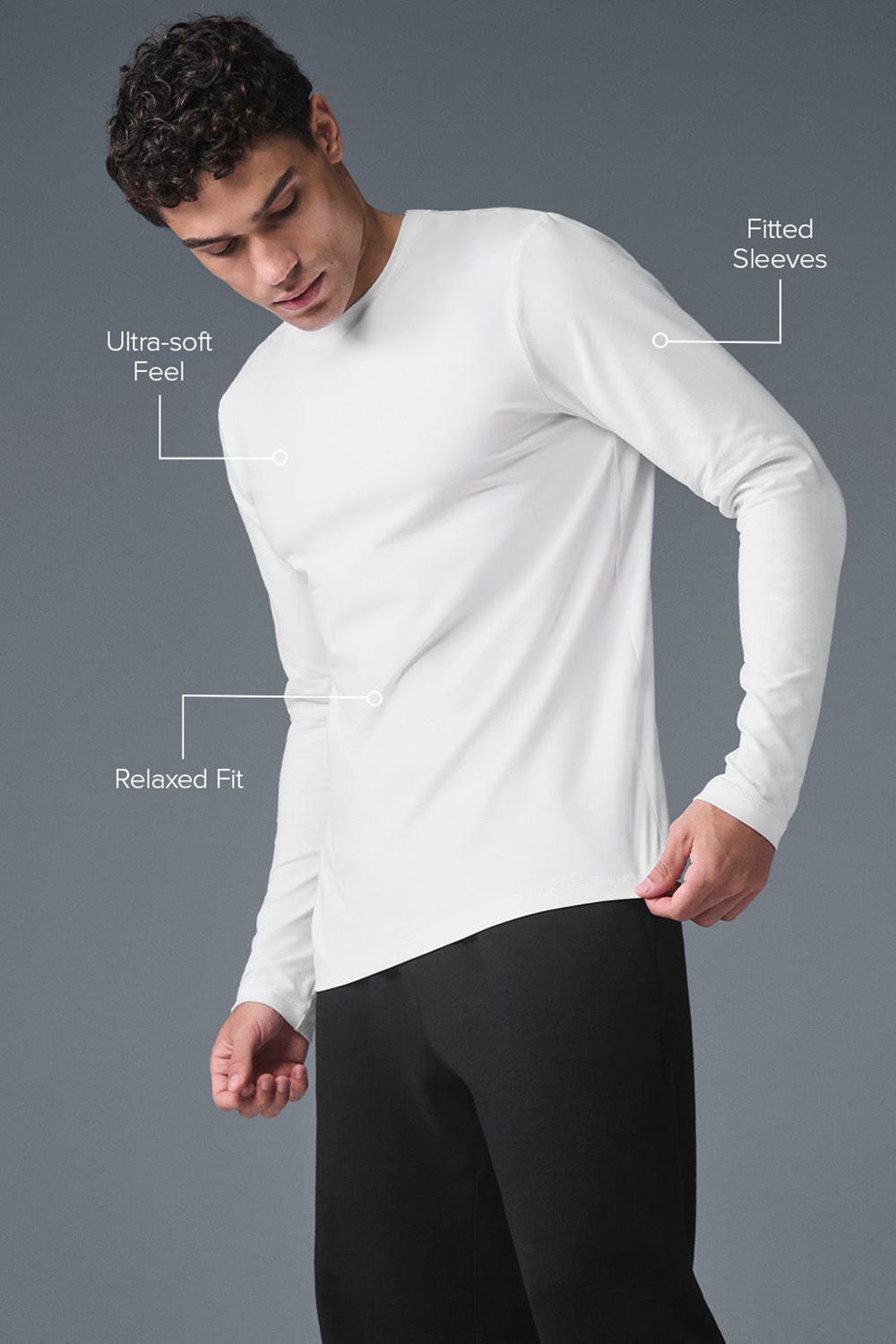 Men Alo Yoga Conquer Reform Crewneck Long Sleeve White | India  73852-KCST