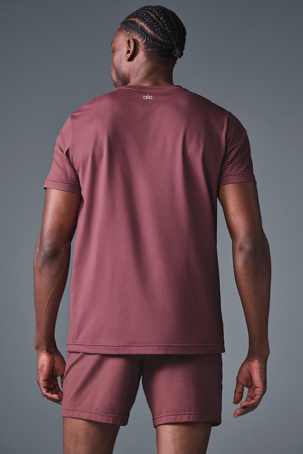 Men Alo Yoga Conquer Reform Crewneck Short Sleeve Burgundy Truffle | India  95304-YRMH