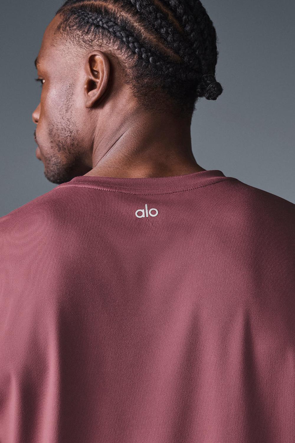 Men Alo Yoga Conquer Reform Crewneck Short Sleeve Burgundy Truffle | India  95304-YRMH