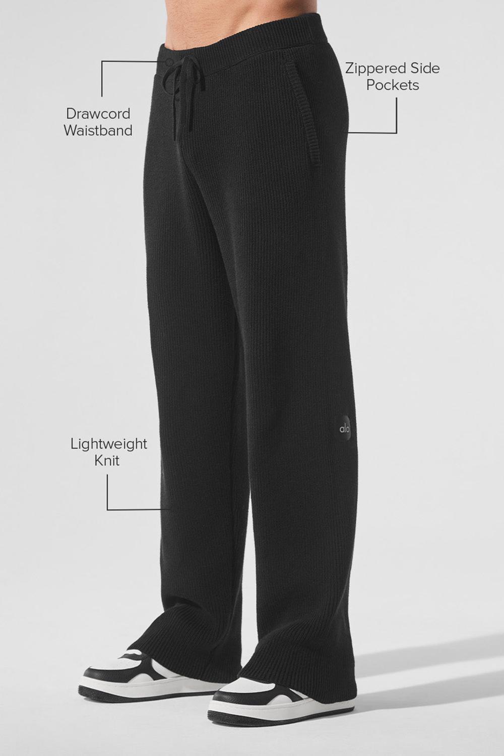Men Alo Yoga Domain Rib Knit Sweatpant Black | India  45189-SHCB