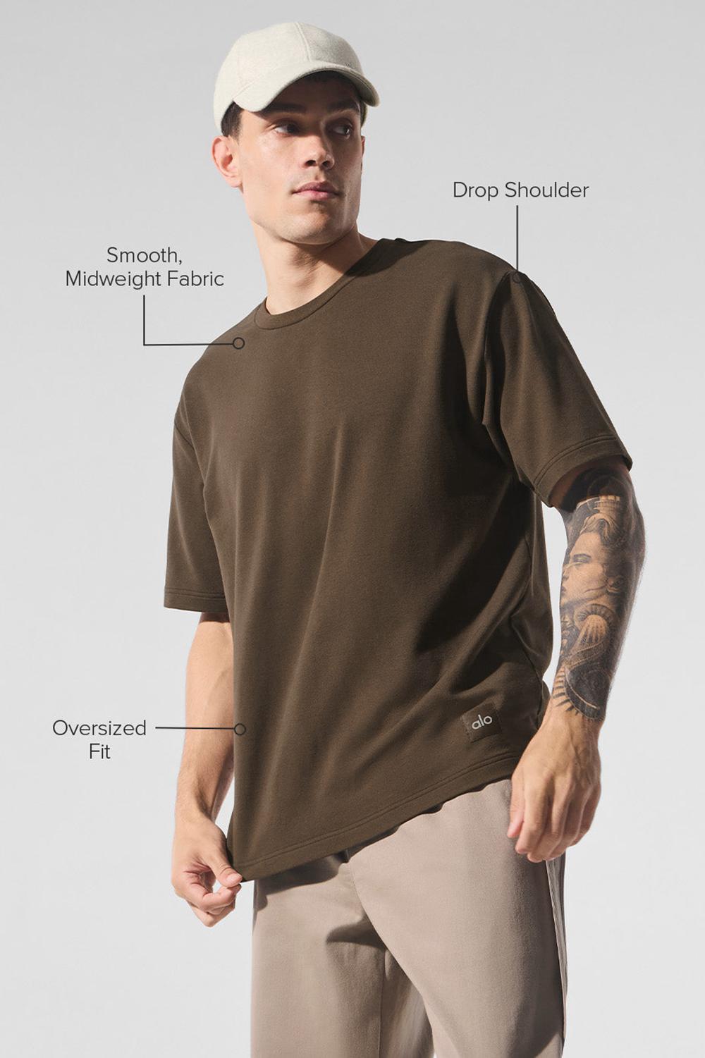 Men Alo Yoga Double Take Short Sleeve Espresso | India  08732-GMSP
