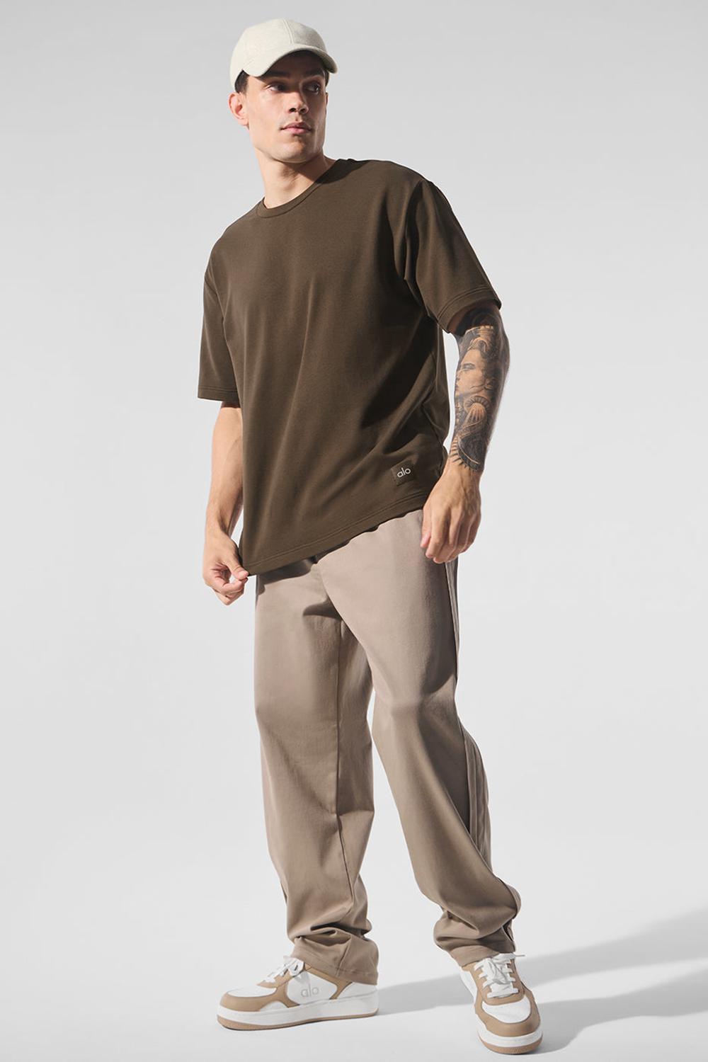 Men Alo Yoga Double Take Short Sleeve Espresso | India  08732-GMSP