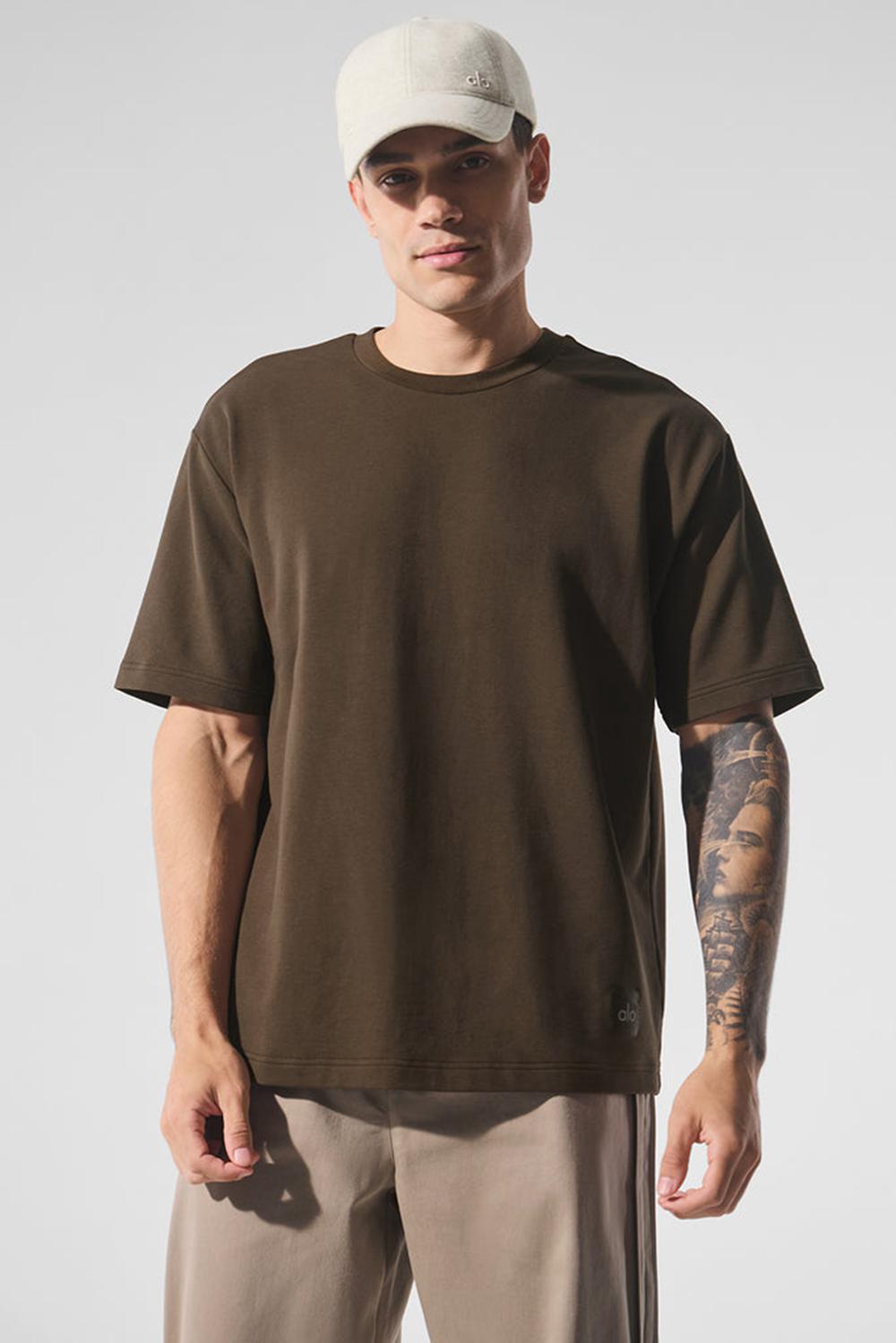 Men Alo Yoga Double Take Short Sleeve Espresso | India  08732-GMSP