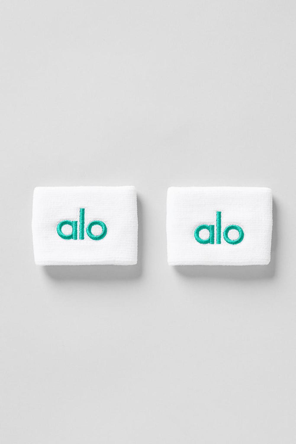 Men Alo Yoga Glow (2-Pack) Wristband White / Spruce Green | India  04318-IOQM