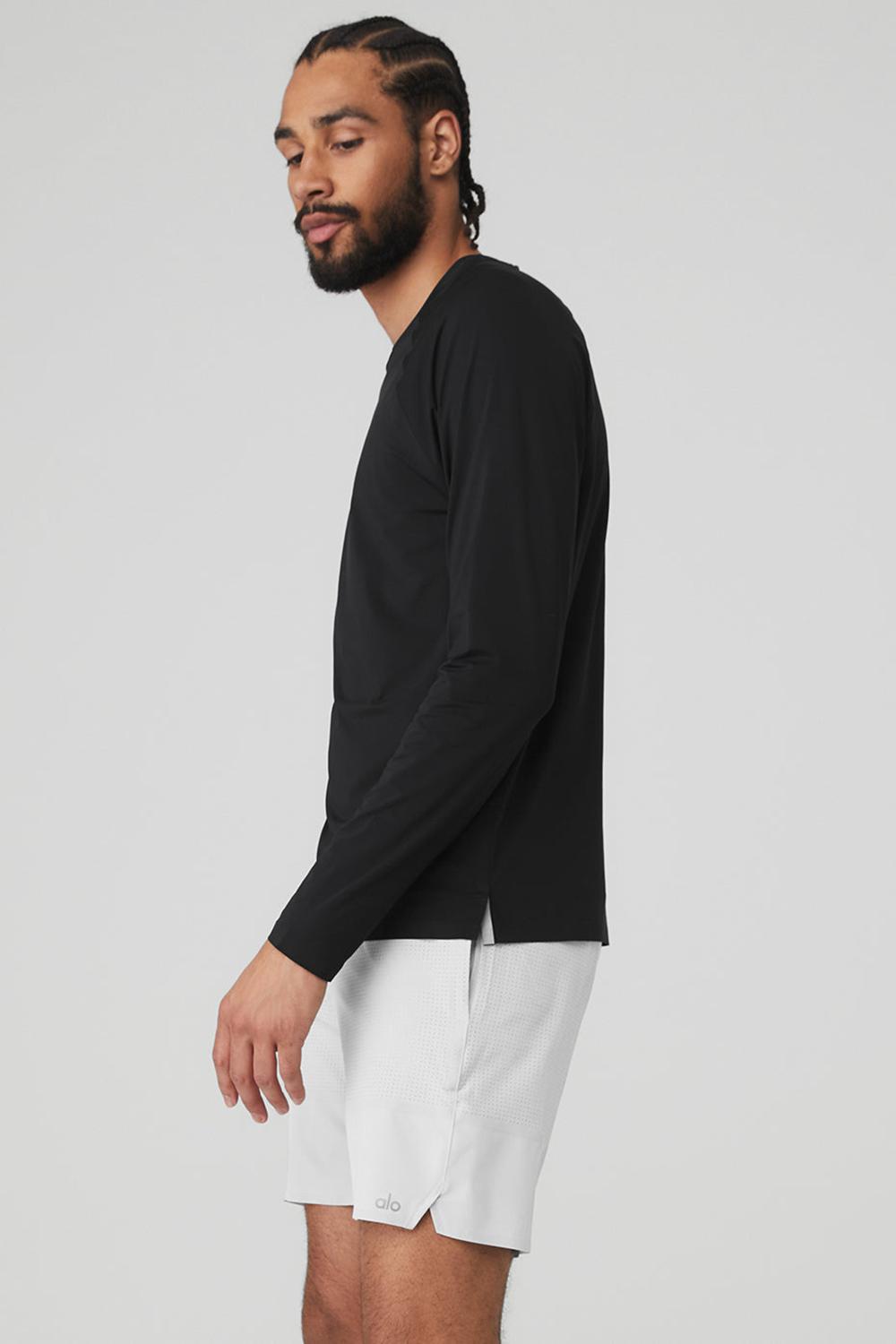 Men Alo Yoga Idol Long Sleeve Performance Tee Black | India  79086-FYCL
