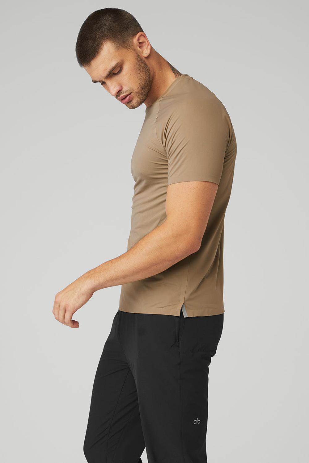 Men Alo Yoga Idol Performance Tee Gravel | India  53678-VNSZ