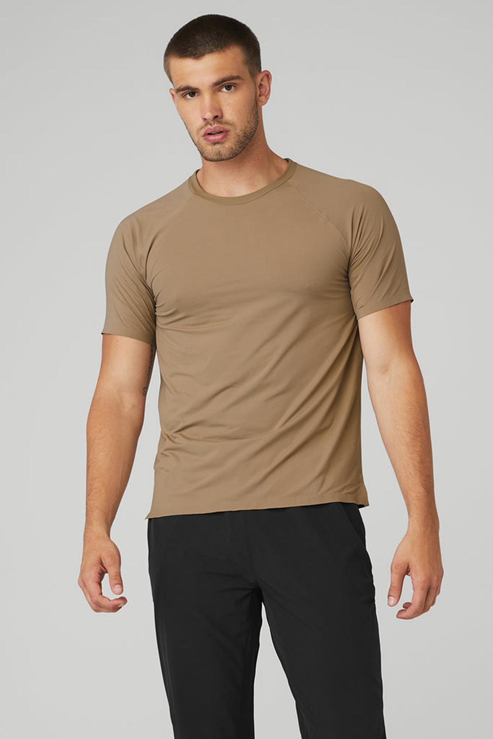 Men Alo Yoga Idol Performance Tee Gravel | India  53678-VNSZ