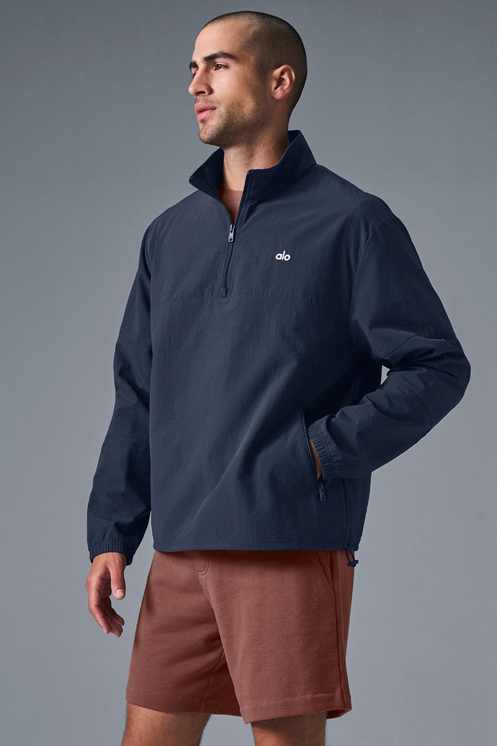 Men Alo Yoga Light Weight Takeaway Track Pullover Navy | India  59061-NDFO