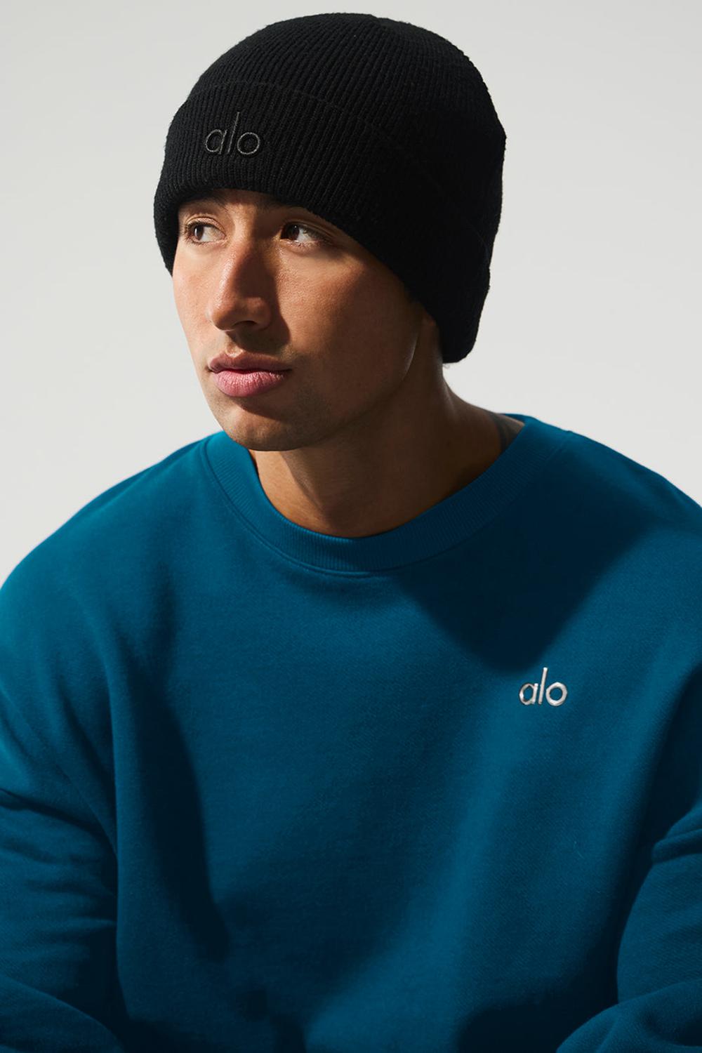 Men Alo Yoga Notable Beanie Black / Black | India  61958-FUSP