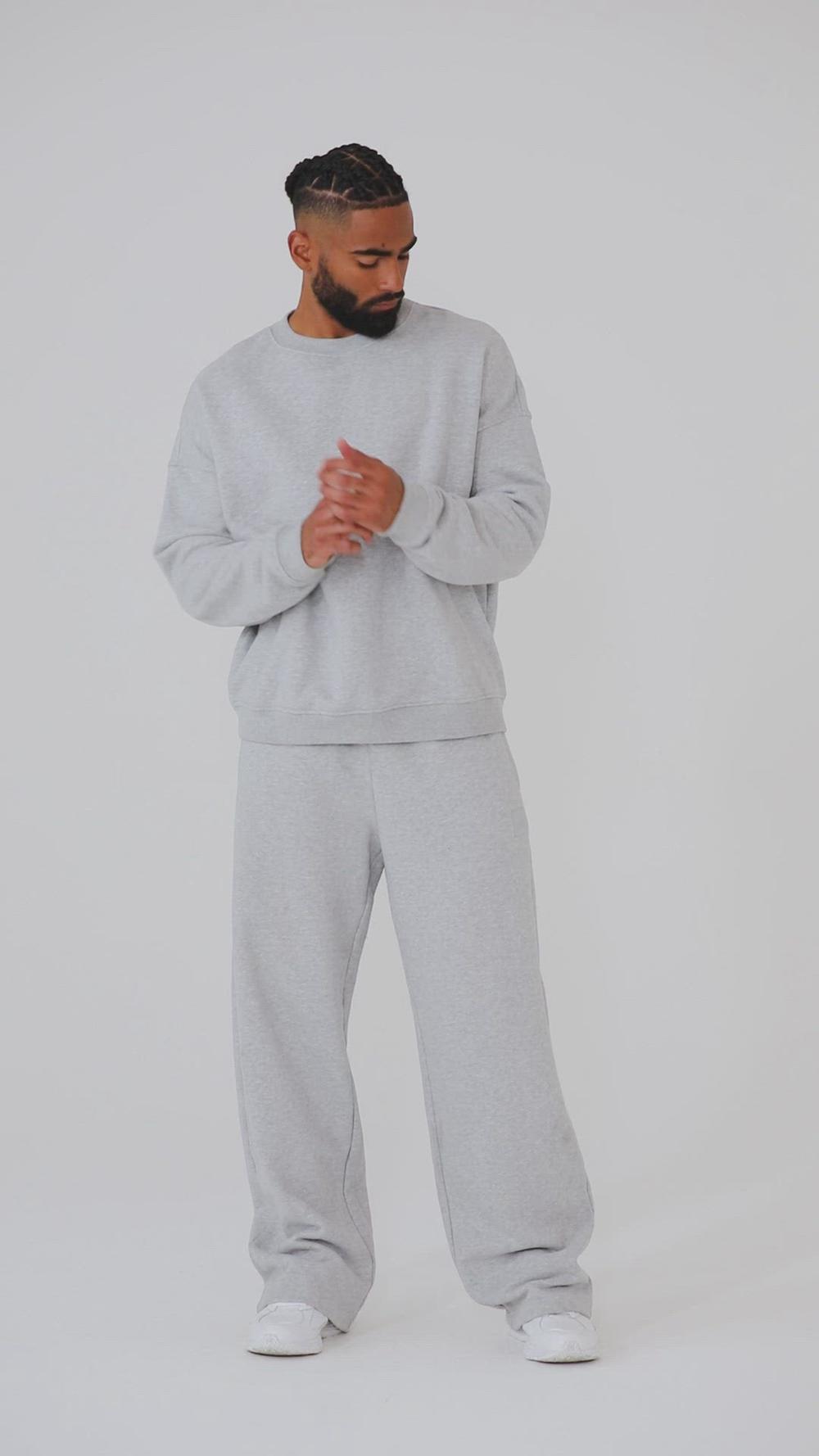 Men Alo Yoga Renown Heavy Weight Crew Neck Pullover Athletic Heather Grey | India  51234-UHGC