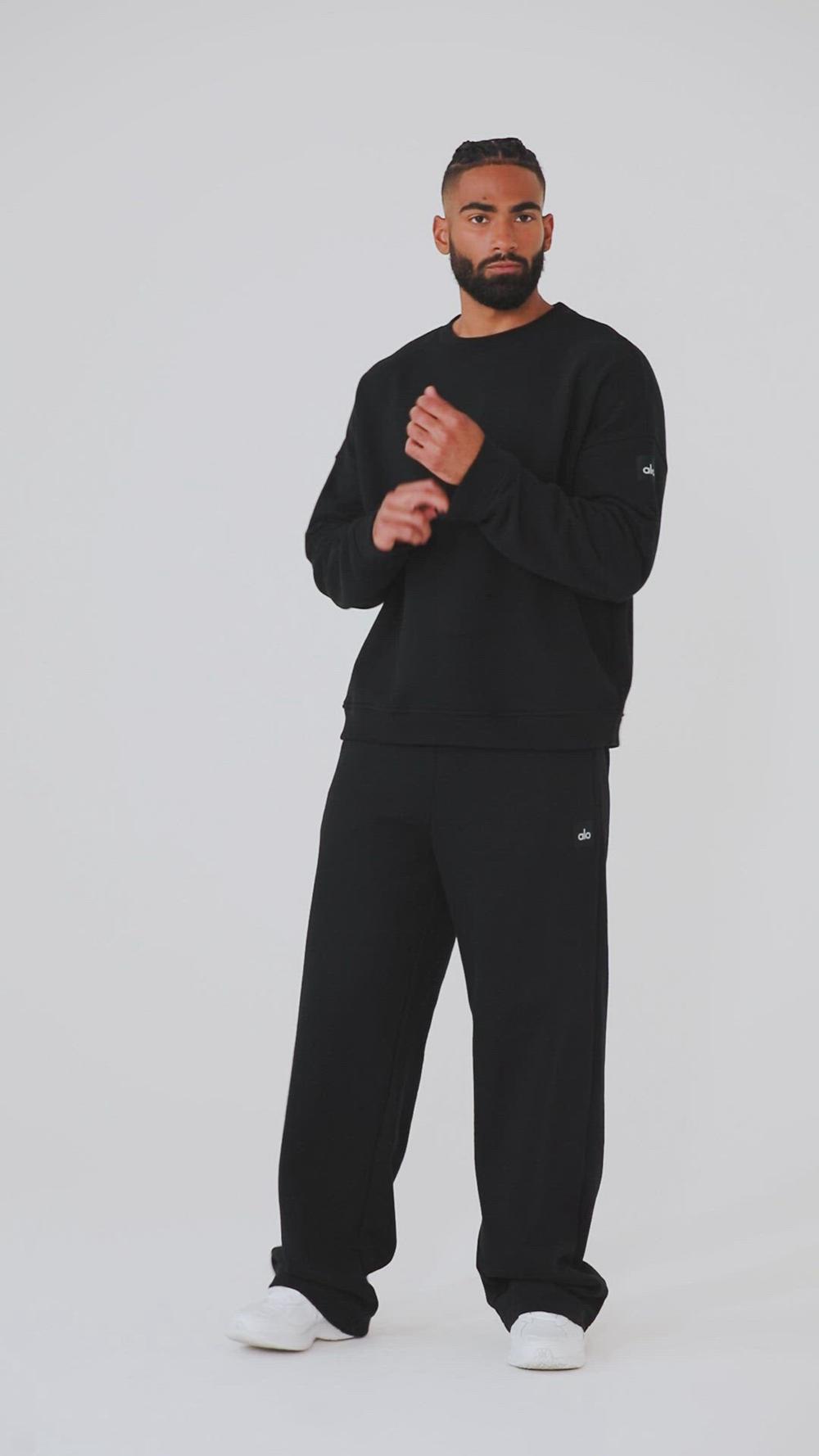 Men Alo Yoga Renown Heavy Weight Crew Neck Pullover Black | India  25178-WVDC