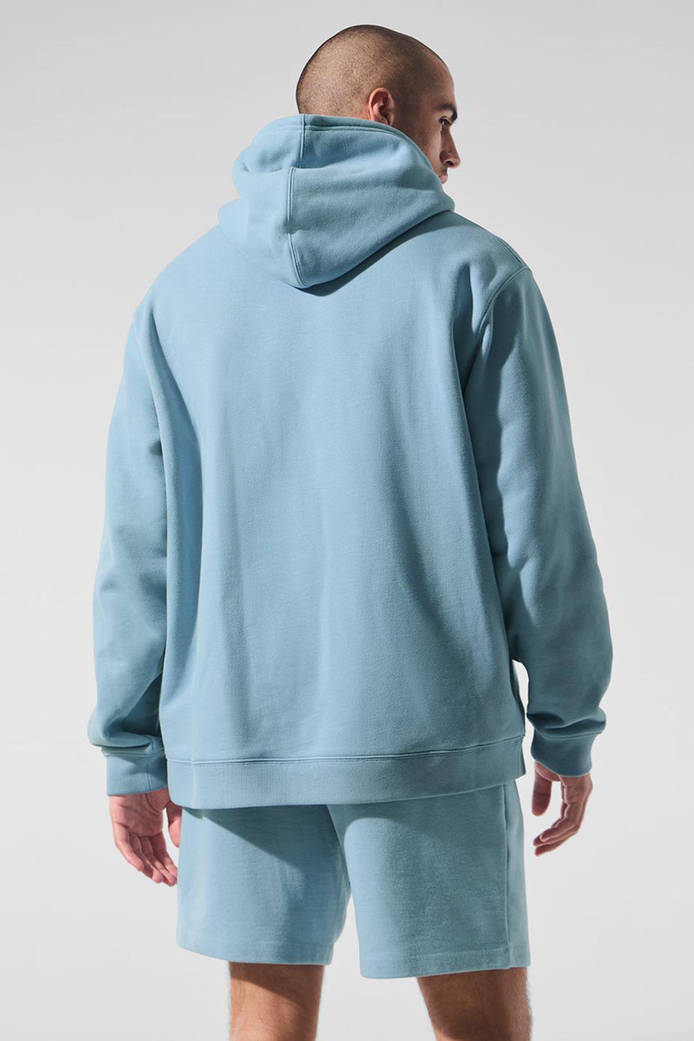Men Alo Yoga Renown Heavy Weight Hoodie Celestial Blue | India  19846-CHRE
