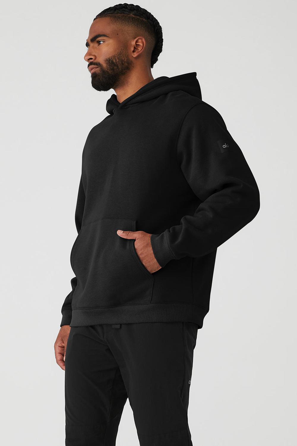 Men Alo Yoga Renown Heavy Weight Hoodie Black | India  61297-TSOY