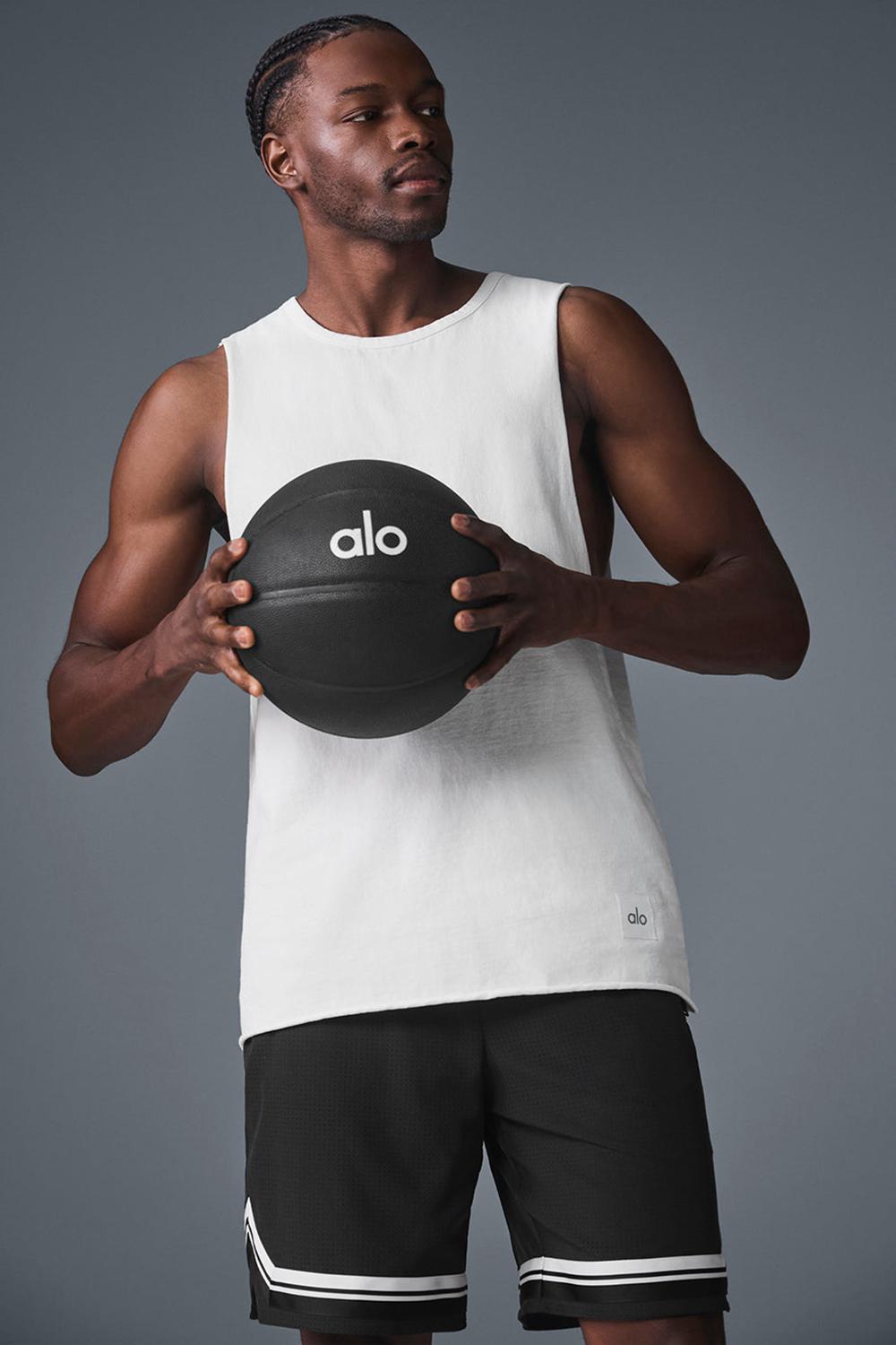 Men Alo Yoga Society Raw Edge Tank White | India  16358-ROYG