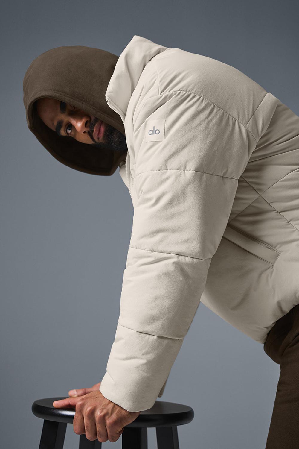 Men Alo Yoga Stretch Woven Street Puffer Jacket Bone | India  35918-KAUS