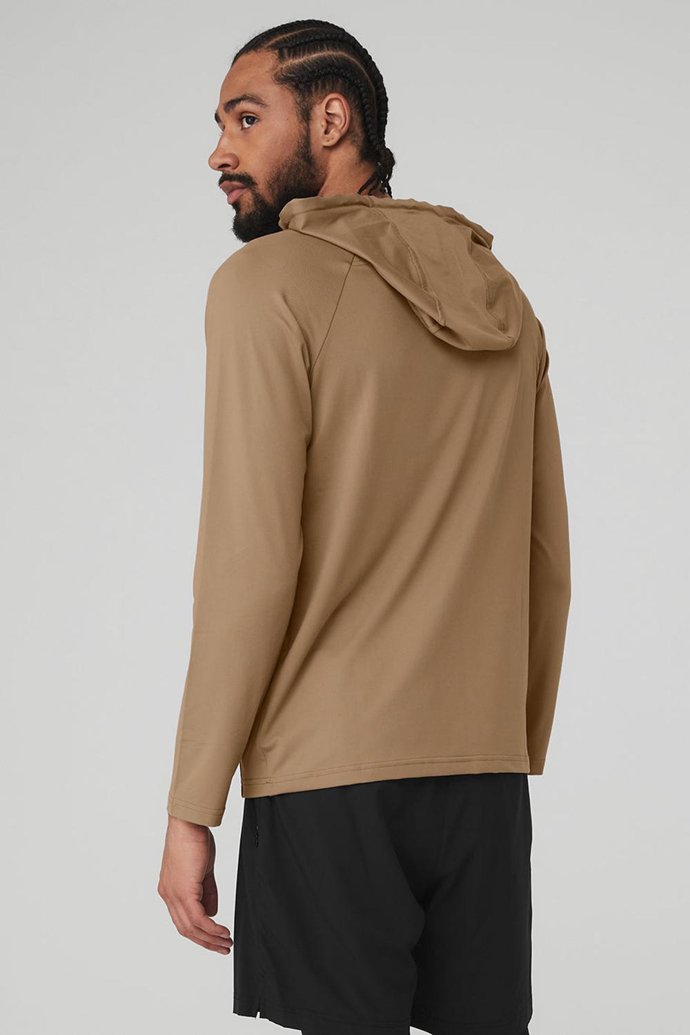 Men Alo Yoga The Conquer Hoodie Gravel | India  43821-RCHZ