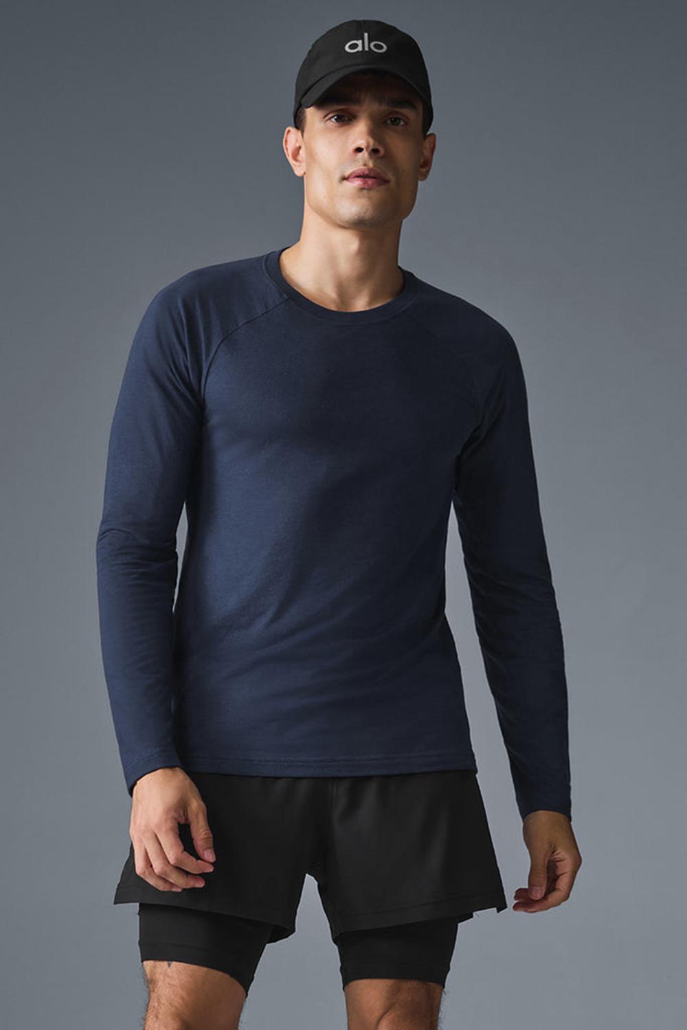 Men Alo Yoga Triumph Long Sleeve Tee Navy | India  34907-LAGJ