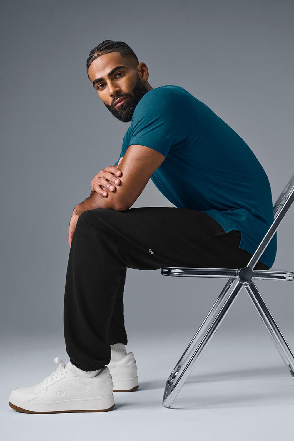 Men Alo Yoga Triumph Raglan Tee Oceanic Teal | India  64085-JAYI