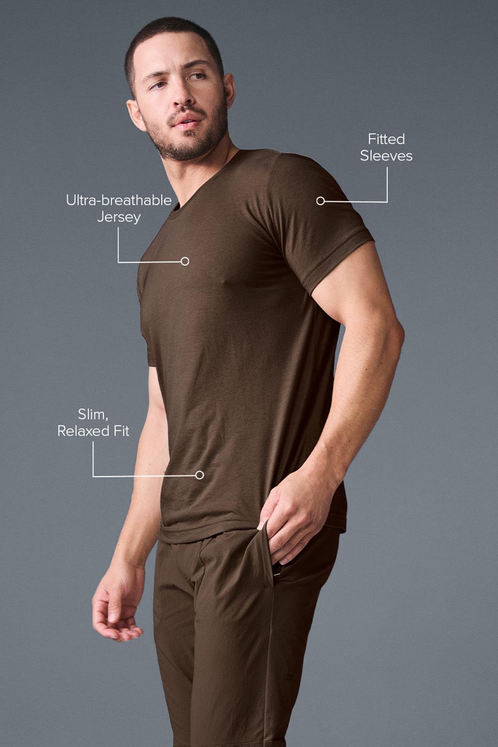 Men Alo Yoga Triumph Tee Espresso | India  34758-PEJF