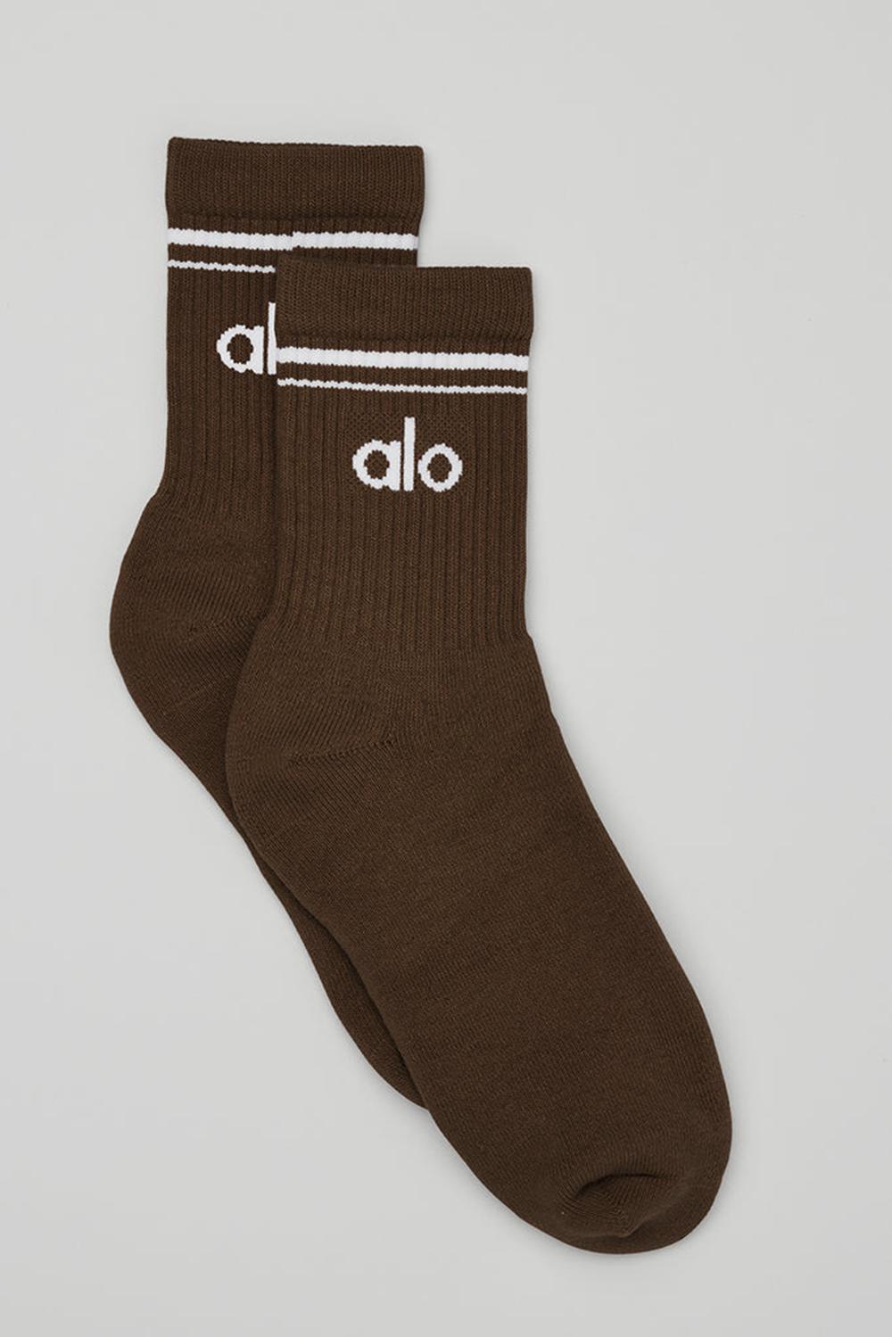 Men Alo Yoga Unisex Half-Crew Throwback Sock Espresso / White | India  49873-VQZO